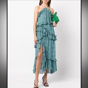 NWT Cinq A Sept Rayner Ruffle Trimmed MIDI Dress Size 2